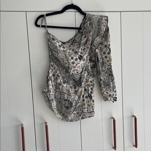 Etoile by Isabel Marant Paisley Blouse in Black, White, and Gold Sz 38